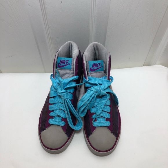 Nike Blazer Hightop Purple Gray & Blue Women’s Sneakers Size 6 - Picture 2 of 11